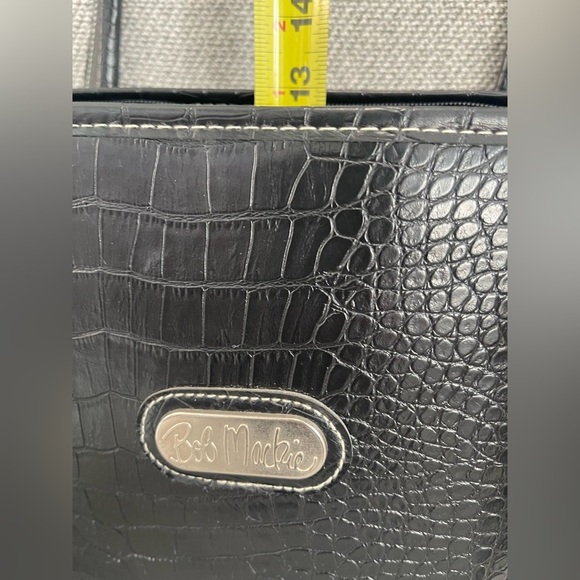 Bob Mackie Black Large Crocodile Embossed Design Shoulder Bag - Picture 9 of 16